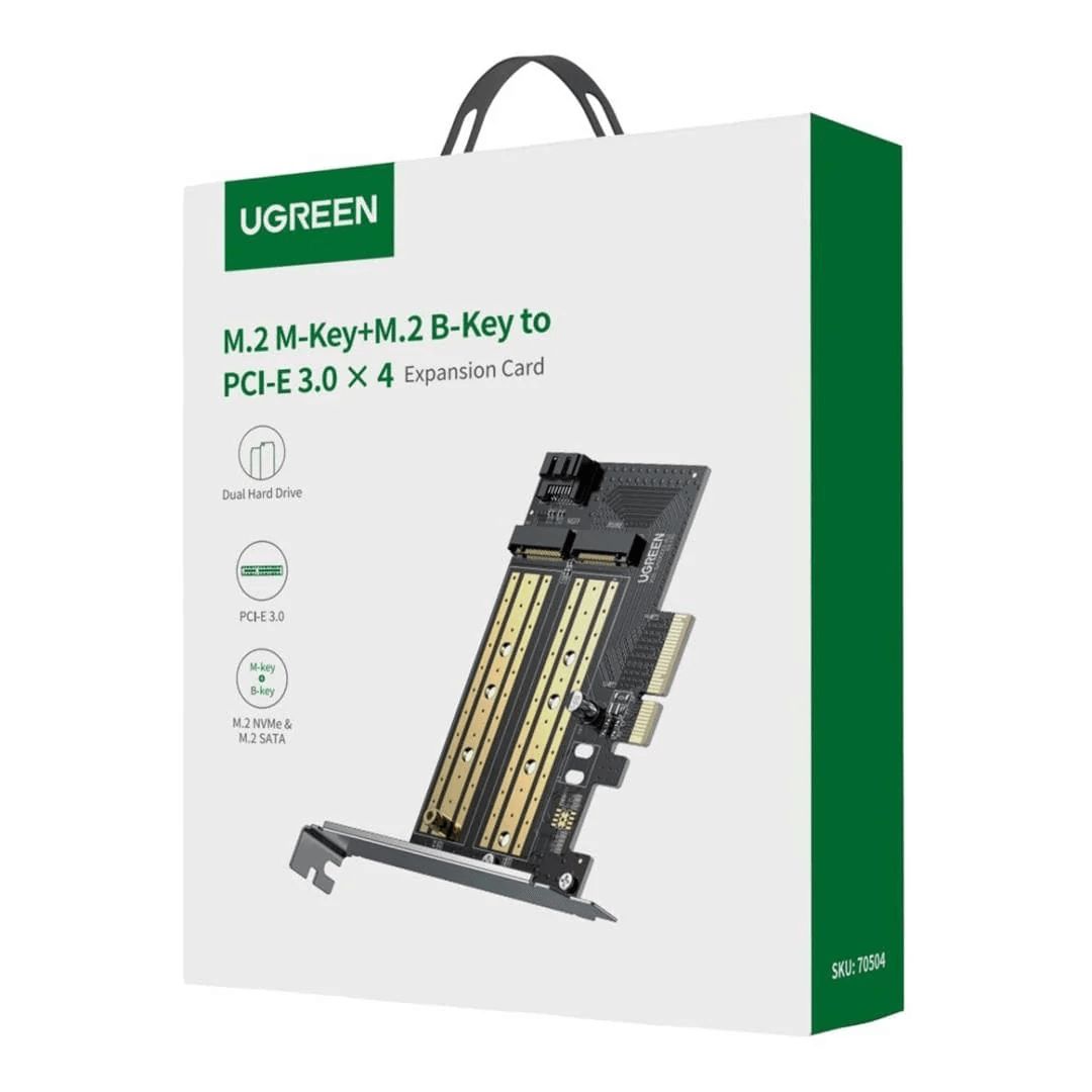 Genişləndirmə Kartı - 70504 Ugreen M.2 M-Key+M.2 B-Key to Pcı-e 3.0 4 32Gbps Expansion Card CM302 — SFP modulları və transceiverlər, Bakı (2)