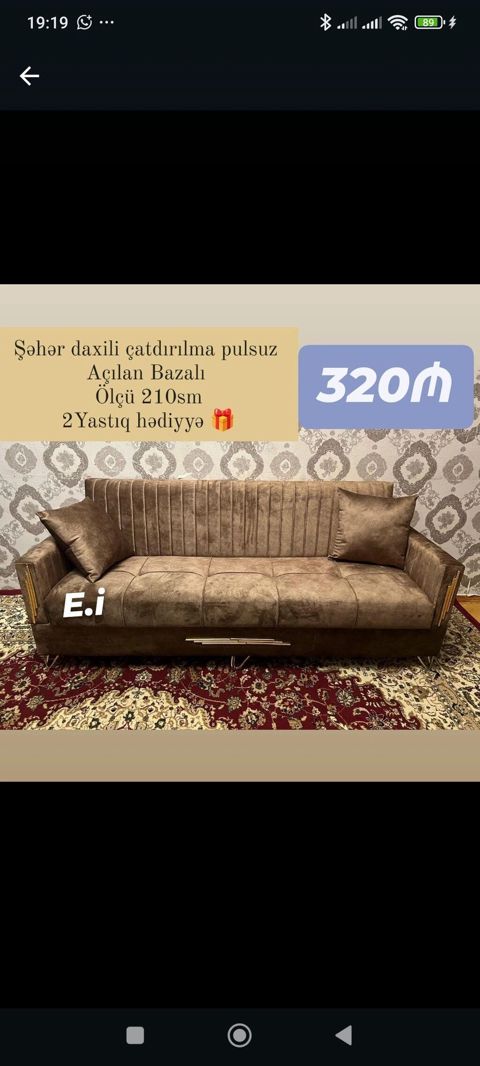 Açılan bazalı divan - Ölçü: 210 sm - Şəhər daxili çatdırılma pulsuz — Bakı