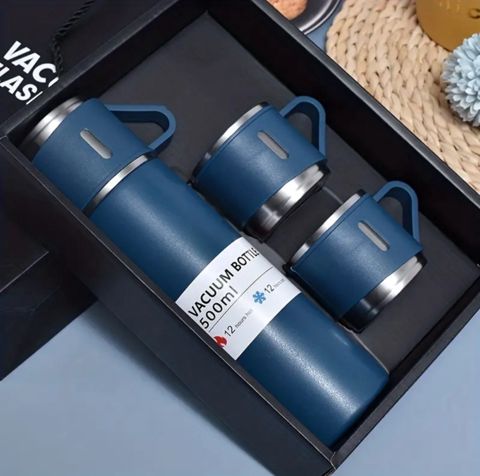 Termos dəsti 3 fincan,paslanmayan polad, mavi, 500 ml — Bakı
