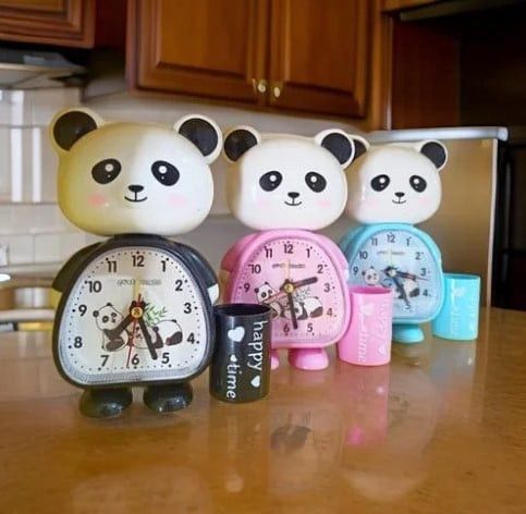 Masaüstü və yerüstü saatlar Qara Panda Stolüstü Saat Cazibədar dizayn, ikili siqnal, mürgü funksiyası, gecə işığı, batareya ilə işləyir, dəyirmi forma, 5x2 sm - tor_0173 — Mallar, Bakı (2)