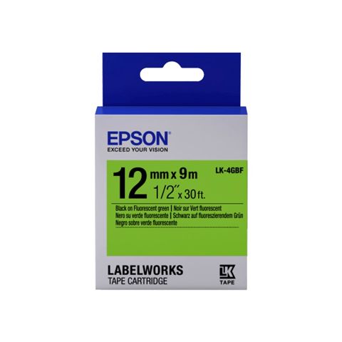 Lent kartric Epson Tape - LK4GBF Fluor Blk/Green 12/9 C53S654018 — Bakı