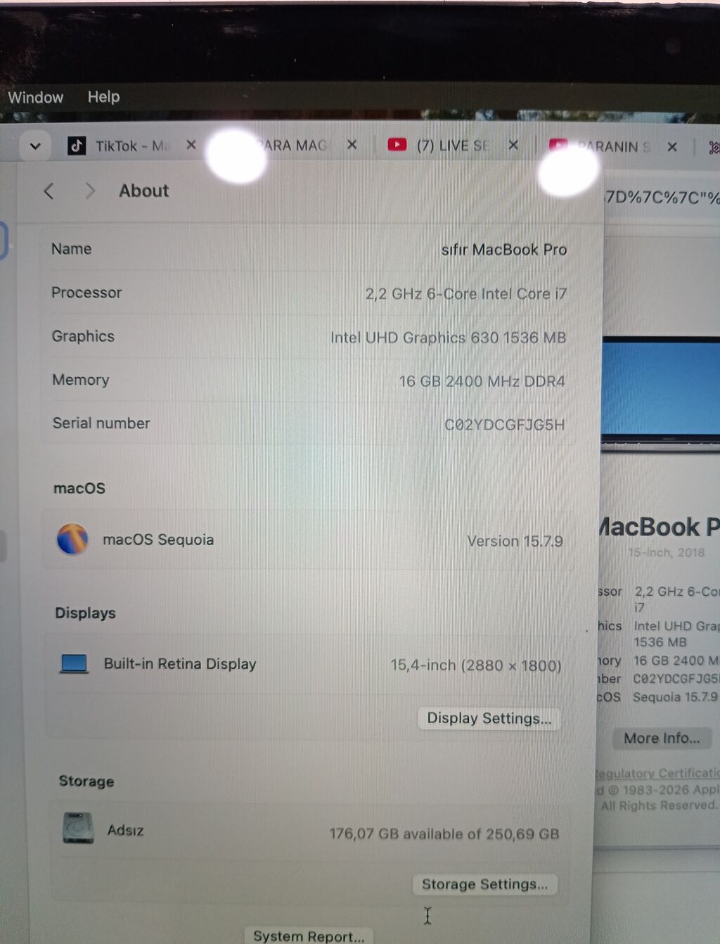 Başlıq: MacBook Pro 15.4 / Core i7 / 16GB RAM / Radeon Pro 555X — Apple Macbook, Bakı (3)
