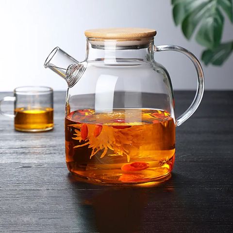 Dəmləmə çaydanı tibethome_ns559, 1800 ml, şüşə/bambuk, şəffaf — Bakı