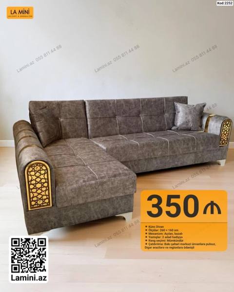 Künc divan – La Mini - Ölçülər: 260 160 sm - Mexanizm: açılan — Baku