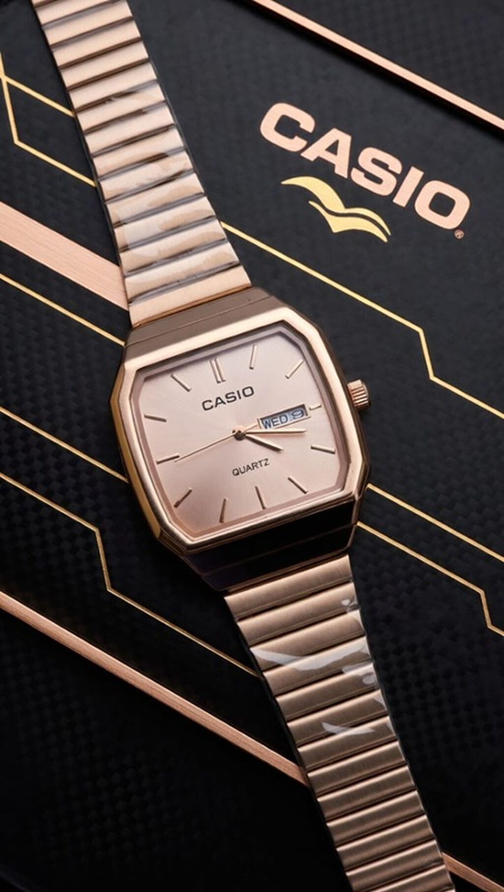 Casio kvars qol saatı – klassik retro dizaynlı, qızılı tonlarda metal — Qol saatları, Digah (5)