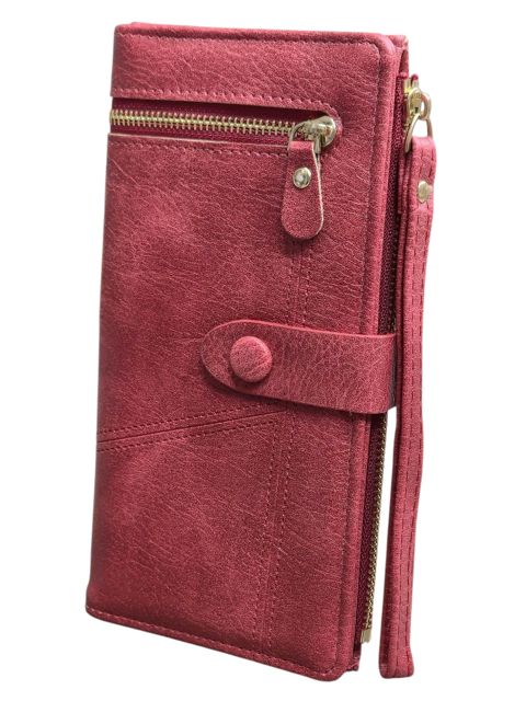 Qadınlar üçün pul qabı, poliuretan, bordo, 19×9.5 sm, 12 kart bölməsi, Çin istehsalı - Boershi_7913_Bordo — Bakı