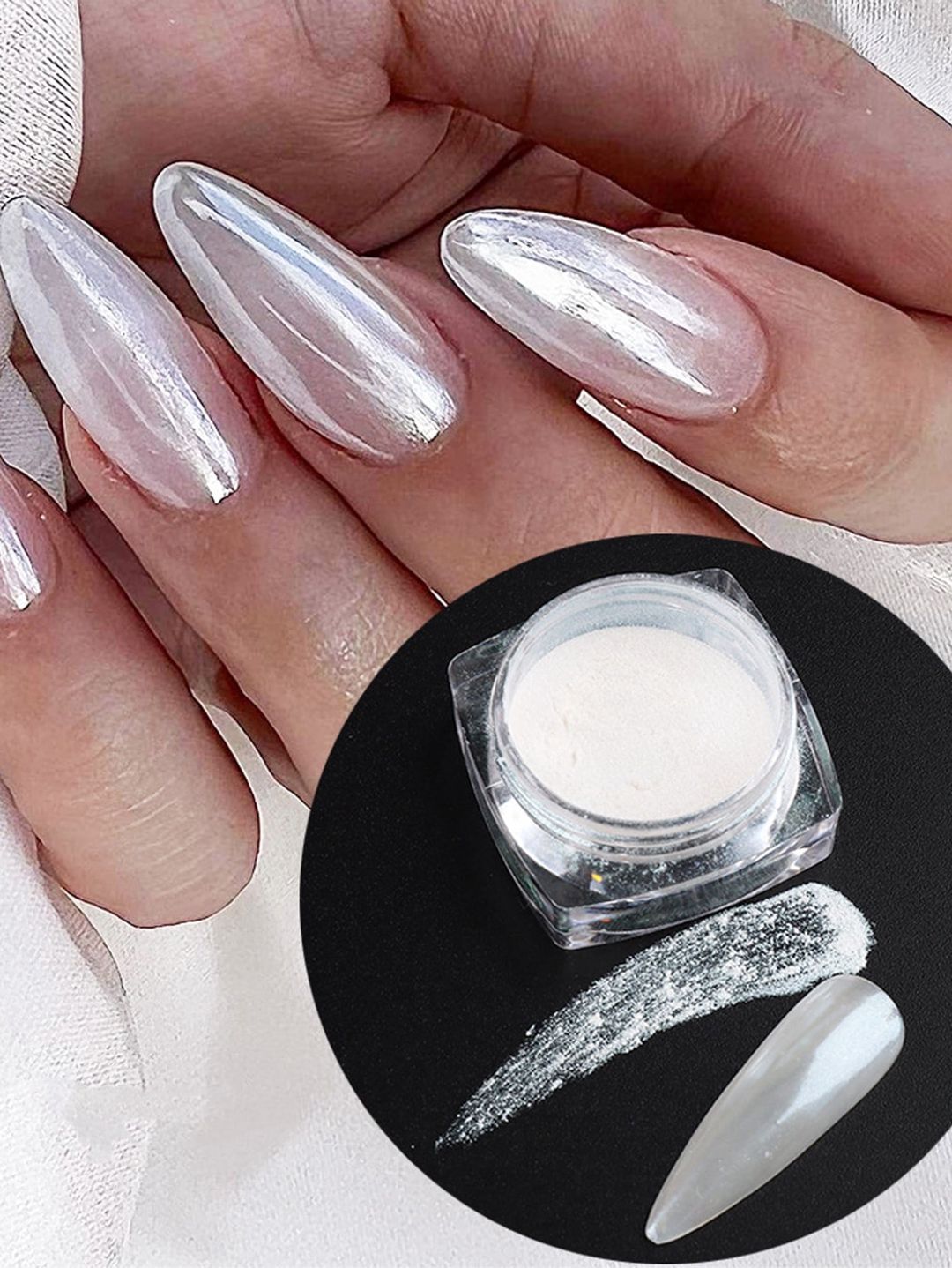 Dırnaqlar üçün toz Pearl White Mirror Effect — Mallar, Bakı (3)