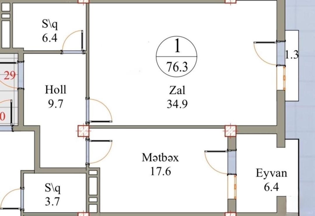 Satılır 1 otaqlı yeni tikili 77 m² — Mənzil, Bakı (8)
