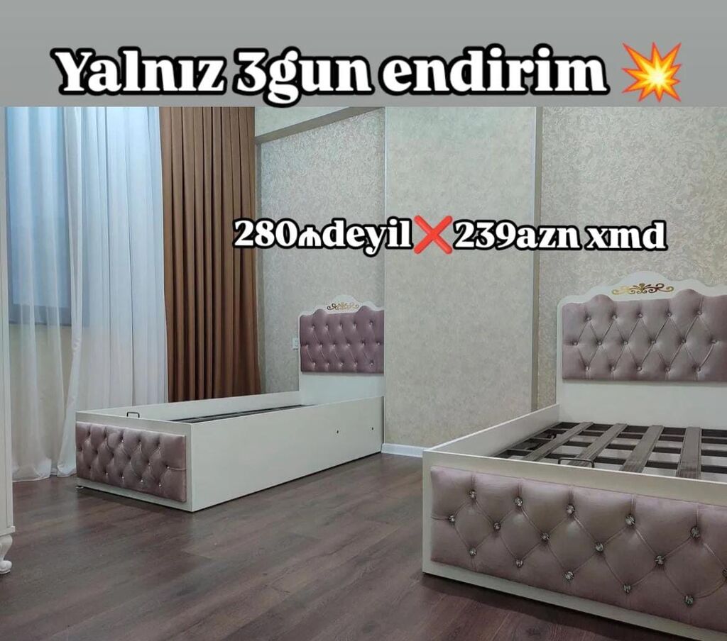 Uşaq/Yeniyetmə tək nəfərlik çarpayı - Rəng: ağ karkas, toz-çəhrayı — Yataqlar, Bakı