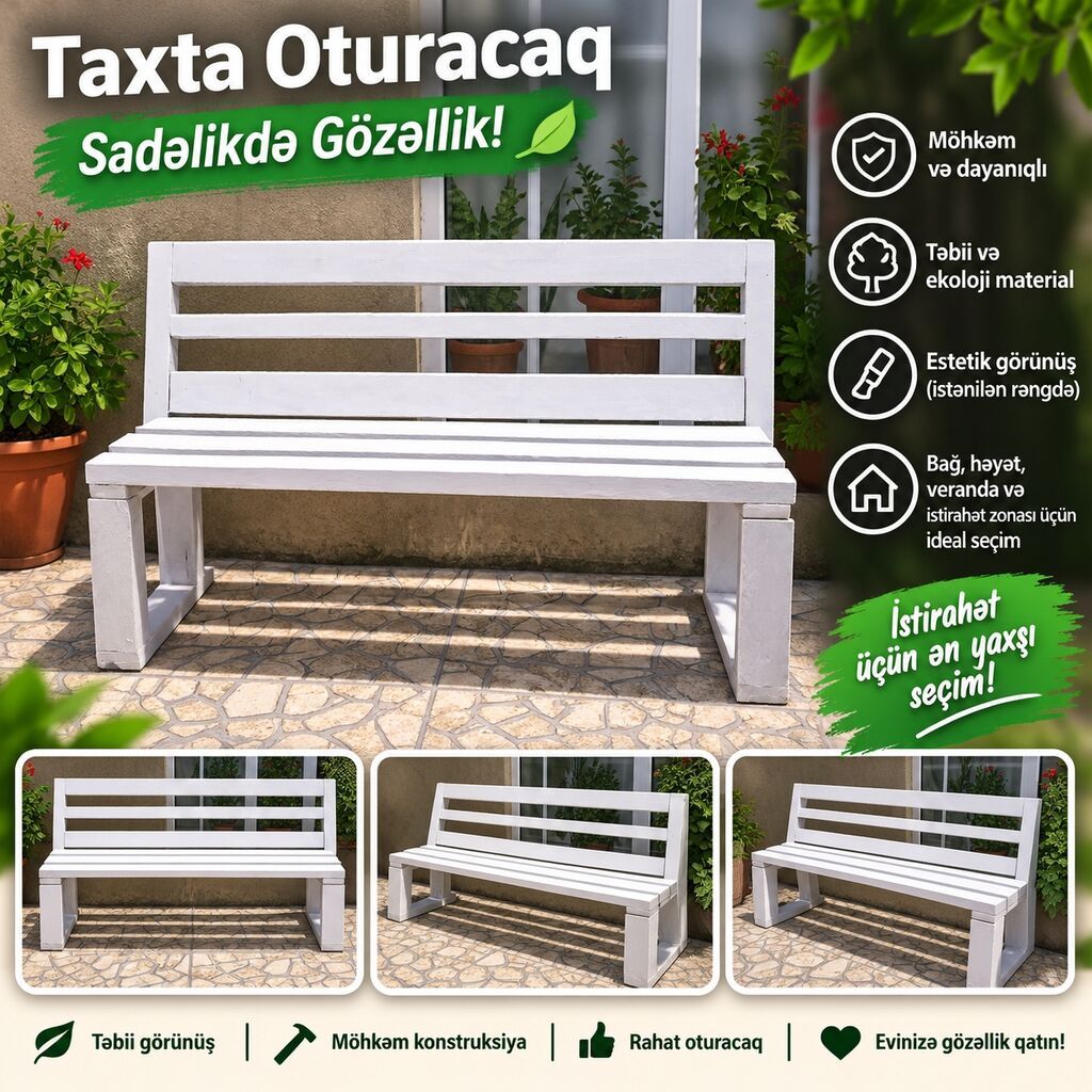 Taxta oturacaq – sadəlikdə gözəllik - Təbii və ekoloji təmiz ağacdan — Skamyalər, Digah