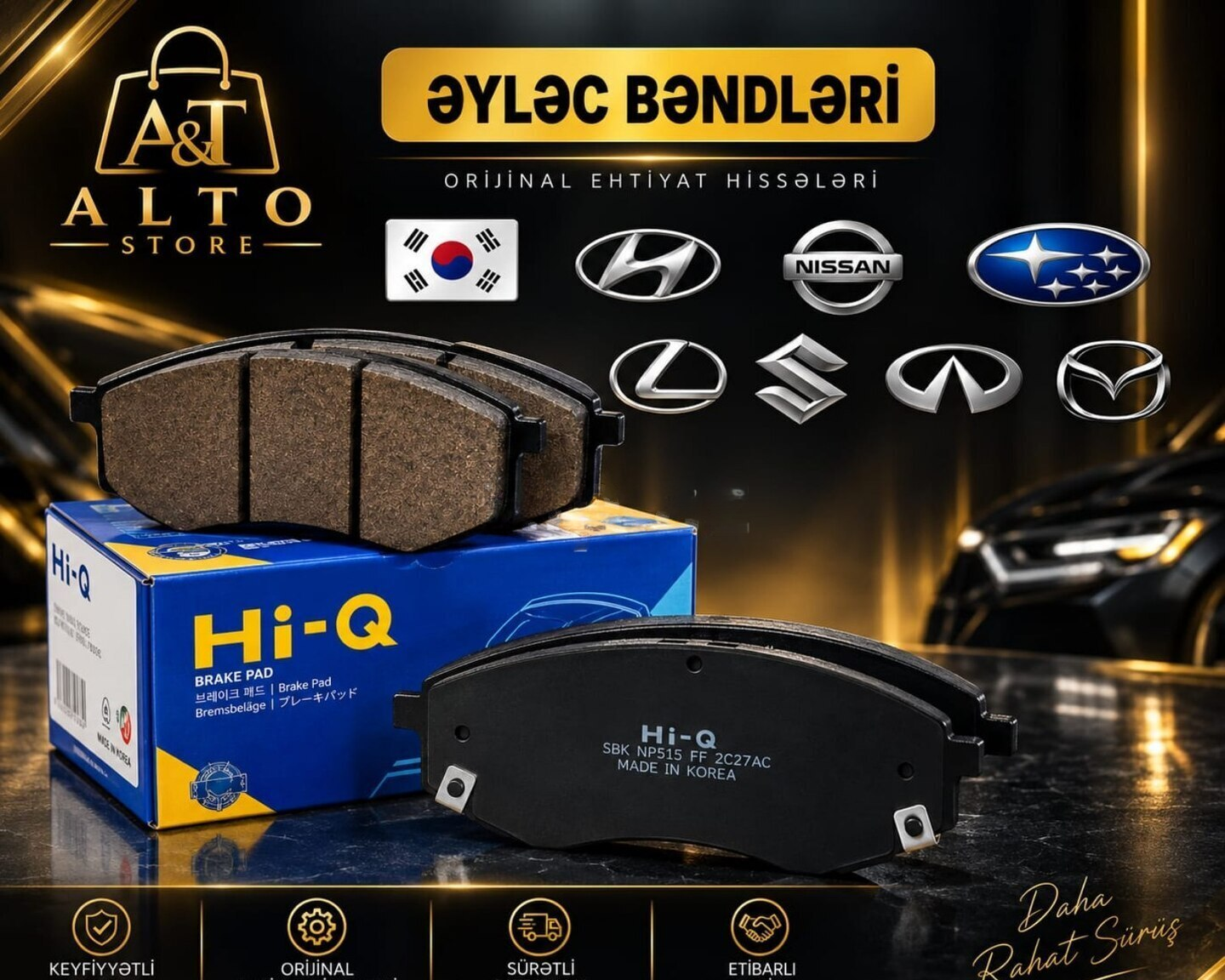 Əyləc bəndləri Sangsin Hi-Q Yapon və Koreya avtomobillərinə — Bakı