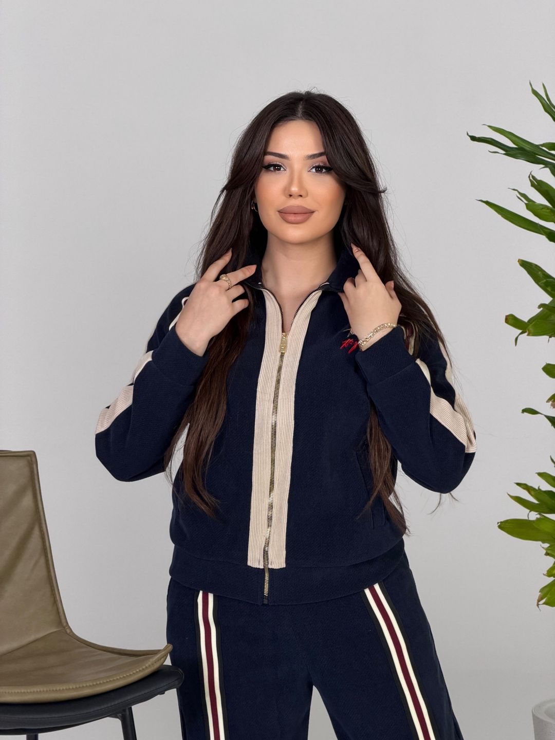 Qadınlar üçün şalvarlı dəst 0817, tünd göy, velvet, ölçü M — Mallar, Bakı (2)