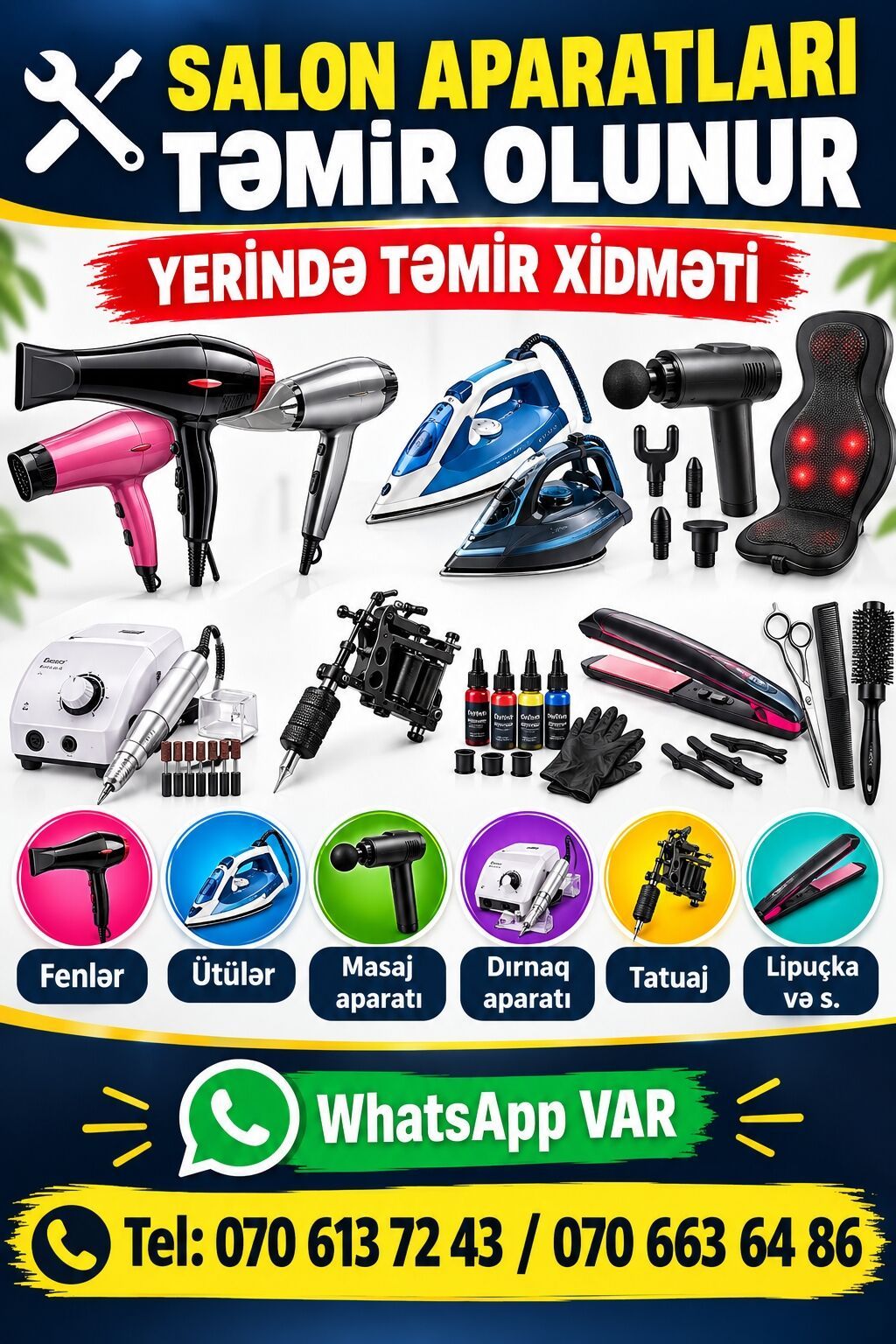 Təmir, Fenlər, Nasazlığın aradan qaldırılması, Evə gəlməklə — Digər, Xırdalan