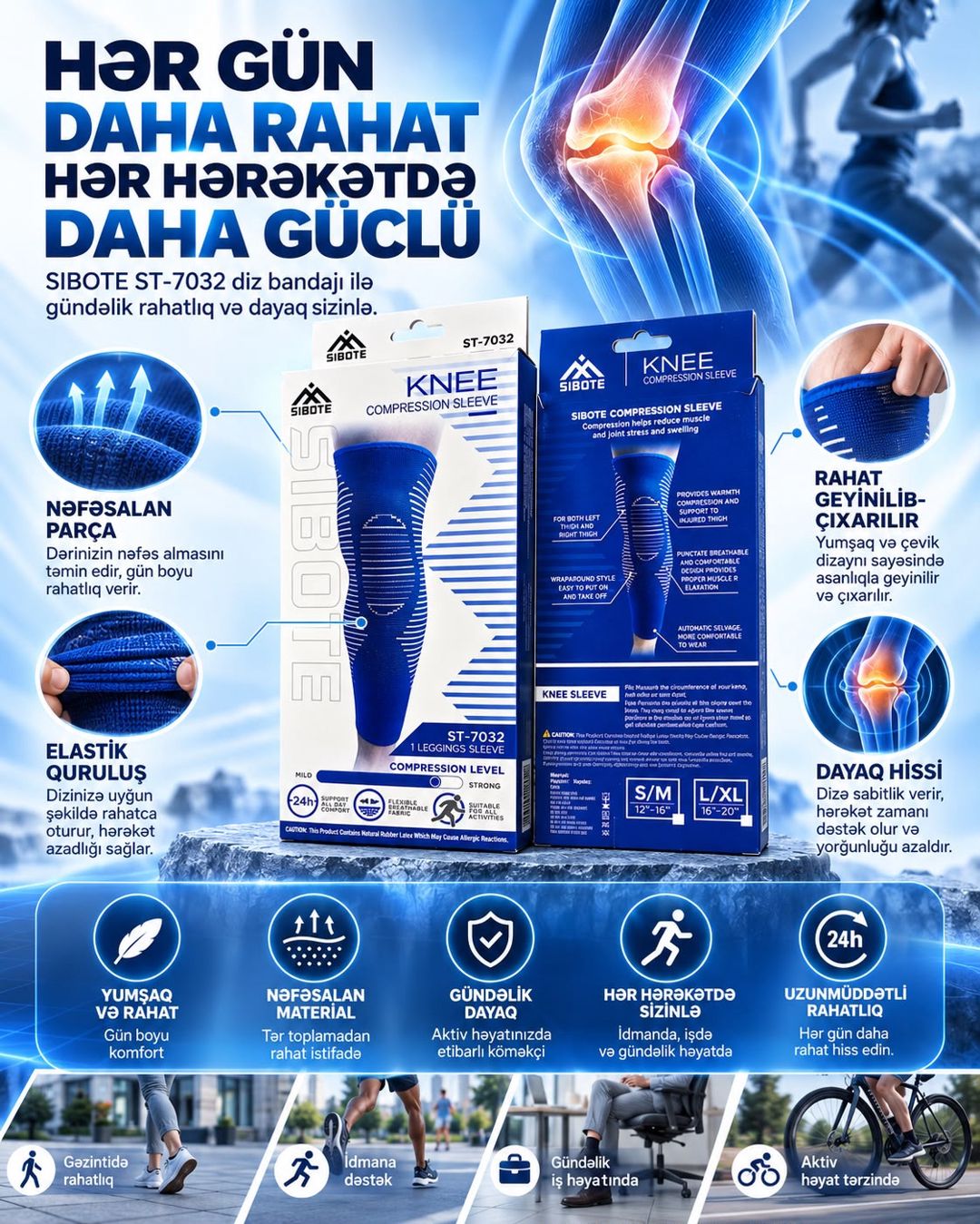 Diz qoruyucusu, qoruyucu dizlik, göy, ölçü One size — Mallar, Bakı (2)