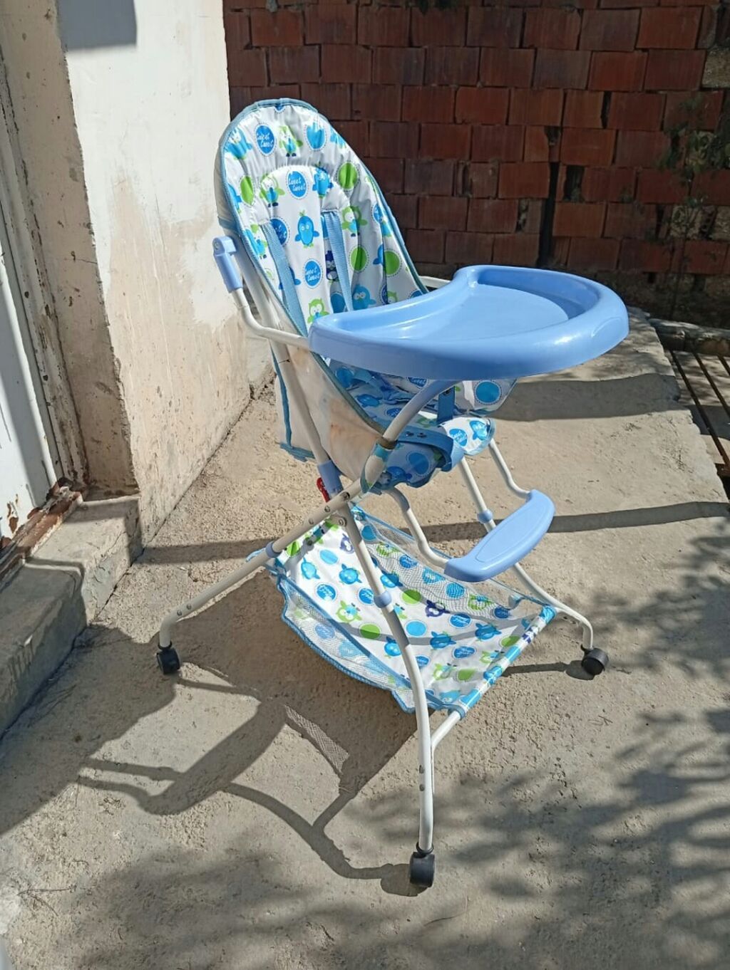 Uşaq yemək stulu - Rəng: açıq mavi, ağ və yaşıl detallar - Yumşaq — Qidalandırma stulları, Bakı (3)