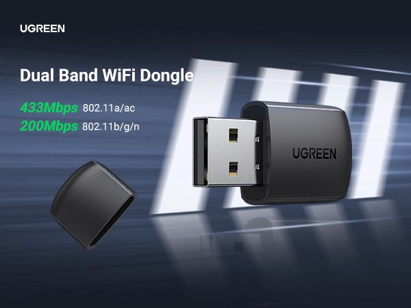 20204 Ugreen AC650 11ac Dual-Band Wireless USB Adapter CM448 — Şarj cihazları, Bakı (2)