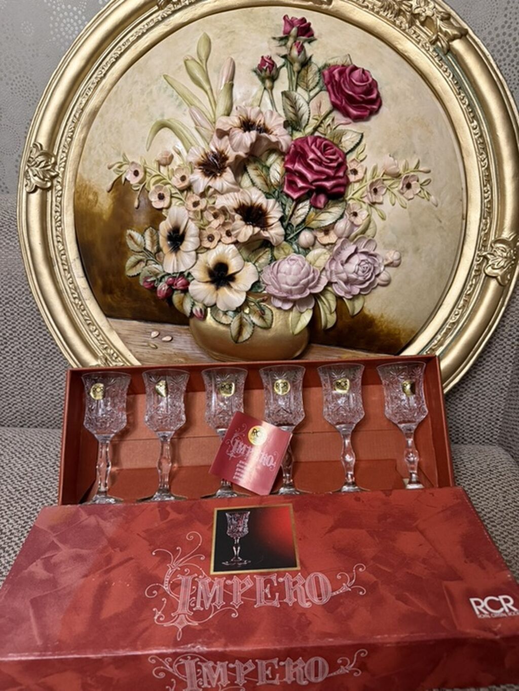 Rümkalar, rəng - Ağ, Xrustal, 6 ədədli dəst, İtaliya — Süfrə qabı, Digah (2)
