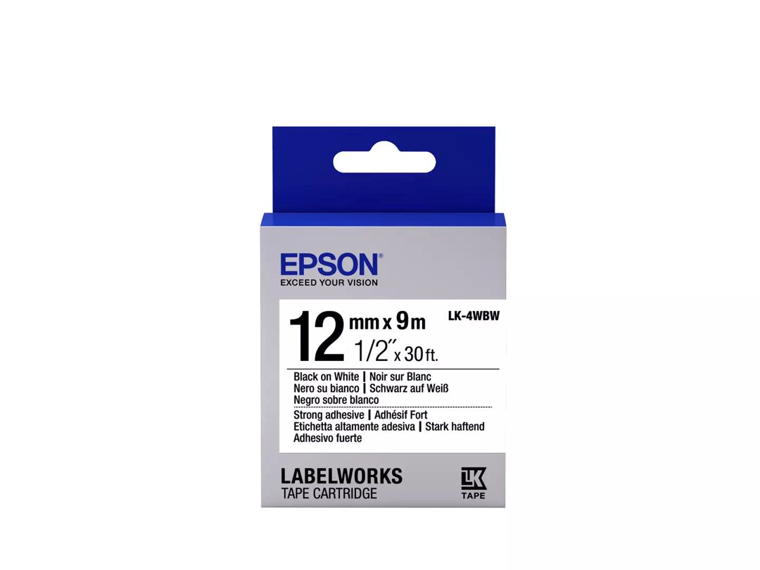 Lent kartric Epson Tape - LK4WBW Strng adh Blk/Wht 12/9 C53S654016 — Printerləri, Bakı