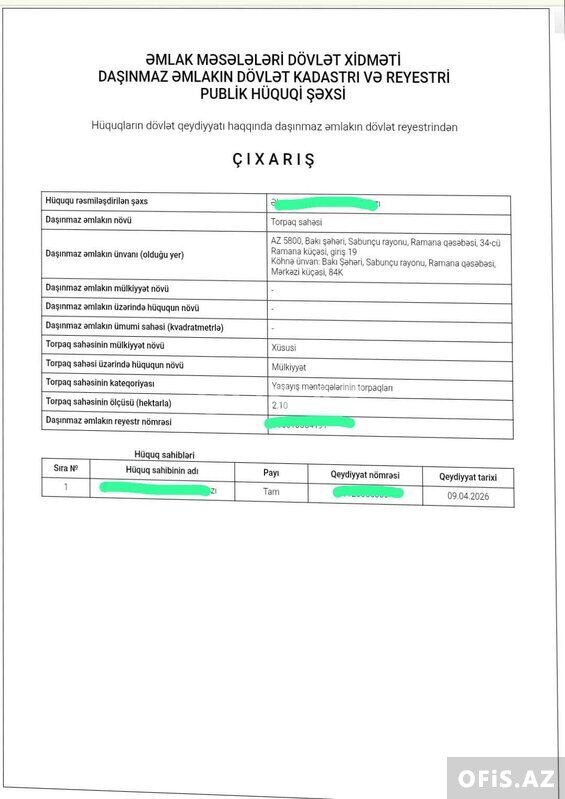 Torpaq Satılır Sabunçu r., Yeni Ramana q., 3 sot — Torpaq, Bakı (7)