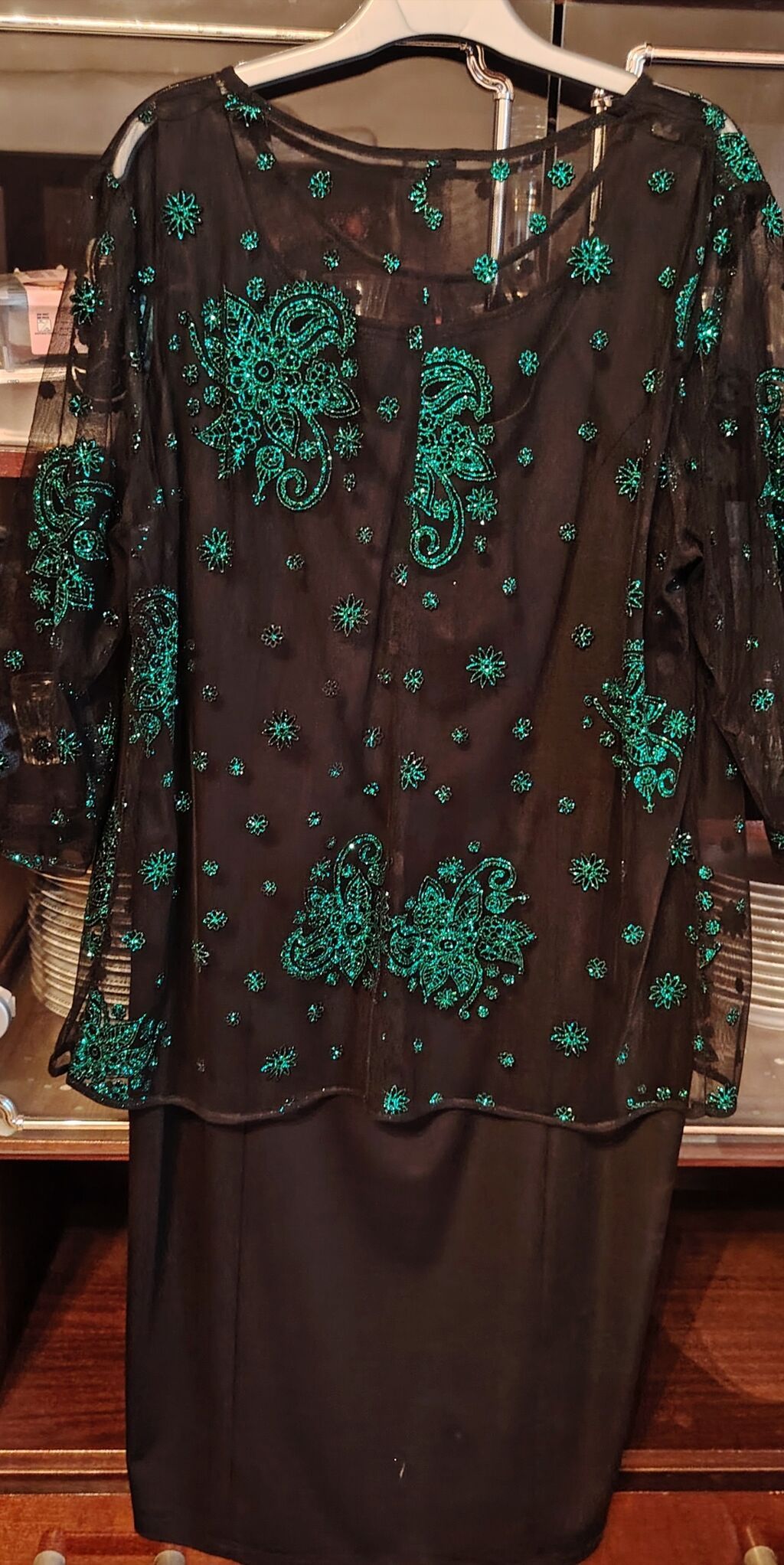 Qara rəngdə elegante ikiqatlı geyim dəsti - Üst: şəffaf tül parçadan — Kostyum, Bakı (2)