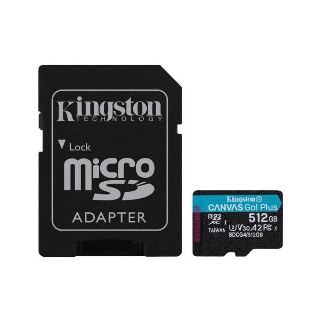 MicroSD kart - Kingston 512GB microSDXC Canvas Go Plus Gen4 R:200/W:160 Uhs-ı Class 10 V30 U3 A2 + adapter SDCG4/512GB — Kompüterlər və noutbuklar, Bakı