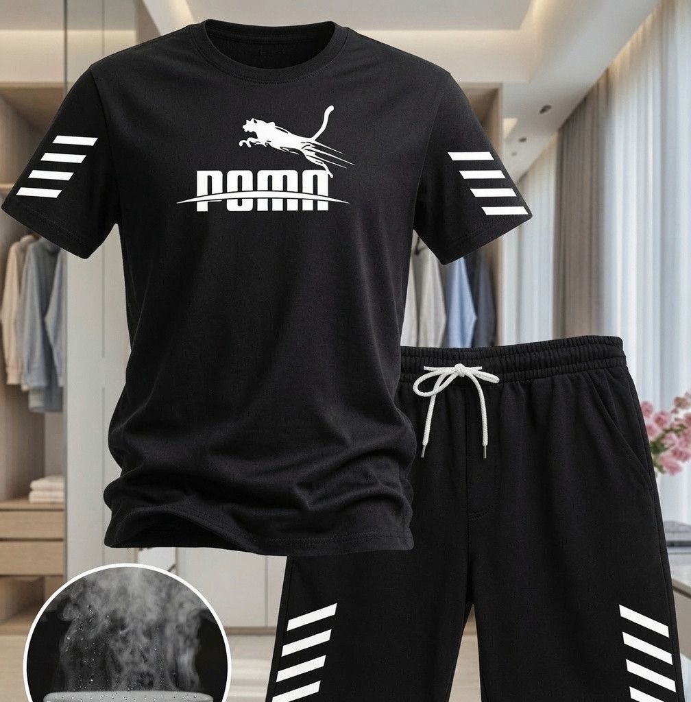 Futbolka və şort kişilər üçün, qara, poliester, ölçü M — Mallar, Bakı