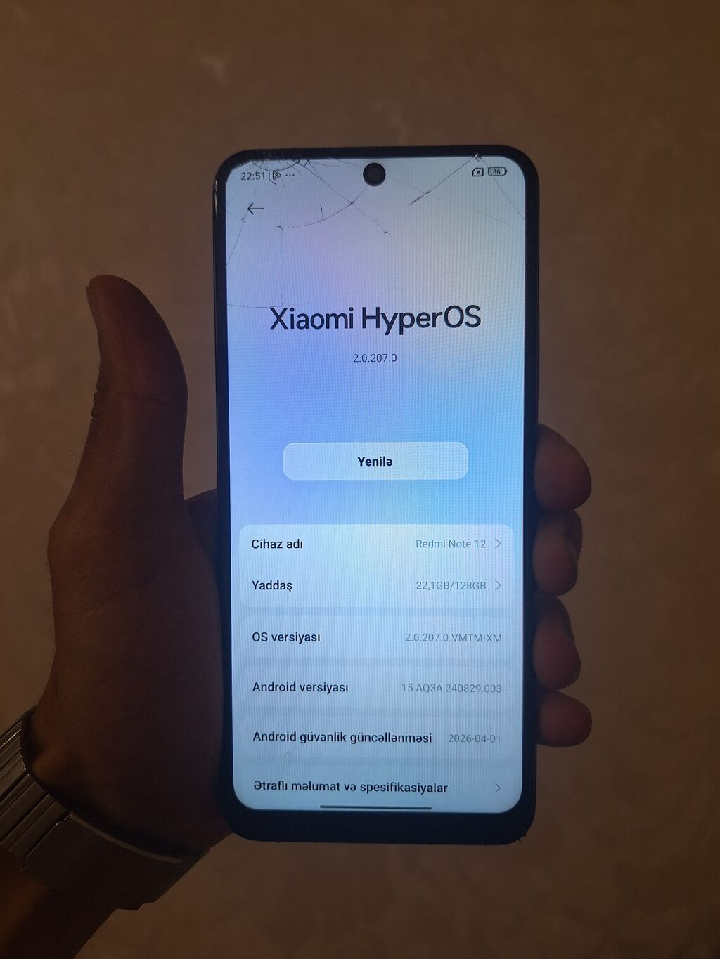 Redmi Note 12, 128 GB, rəng - Mavi, Qırıq — Xiaomi, Masazır