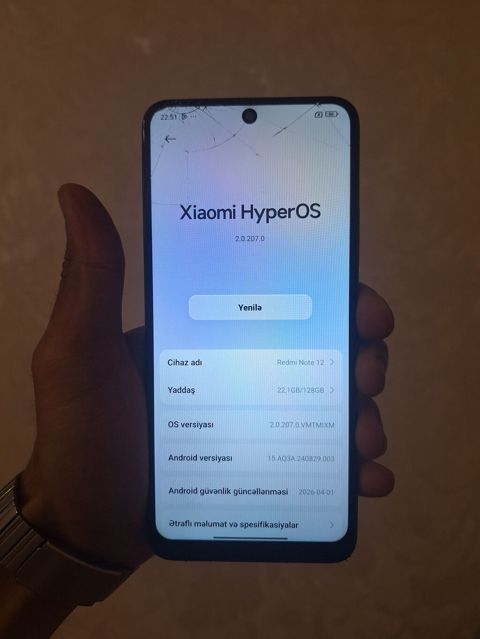 Redmi Note 12, 128 GB, rəng - Mavi, Qırıq — Masazır