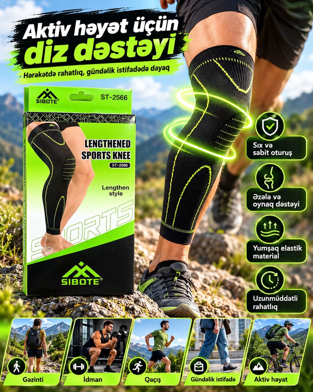 Diz qoruyucusu 14328, kişi, qara, ölçü One size — Mallar, Bakı