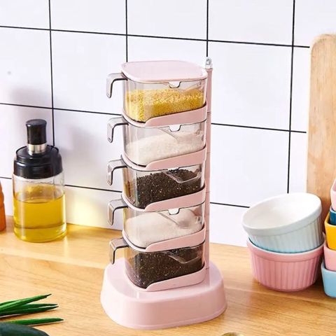 Ədviyyat üçün qab dəsti FF-UU-002, plastik, çəhrayı, 5 əd — Bakı