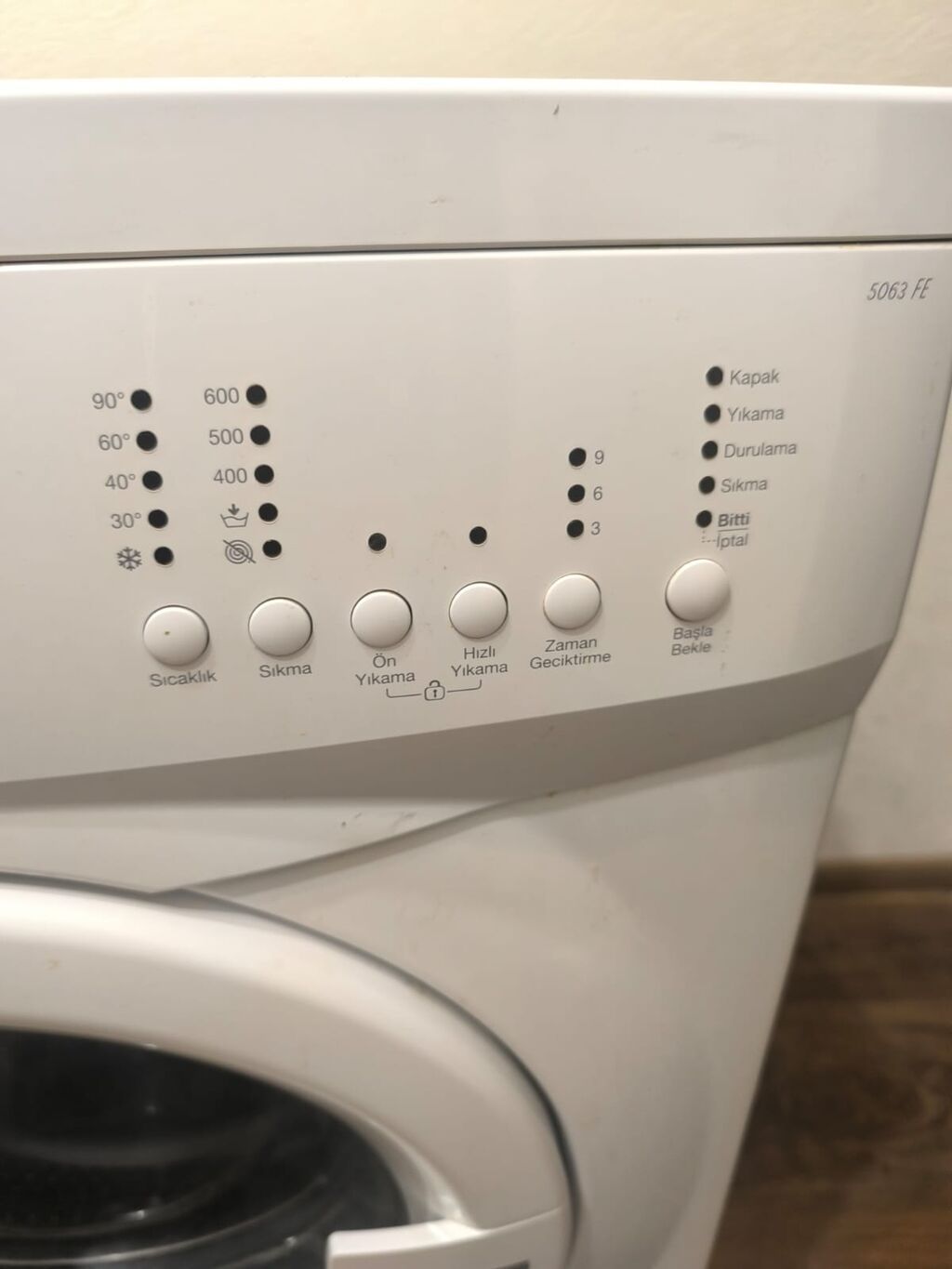 Arçelik 5063 FE paltaryuyan maşın - Yükləmə: 5 kq - Fırlanma sürəti — Çamaşır maşınları, Bakı (3)
