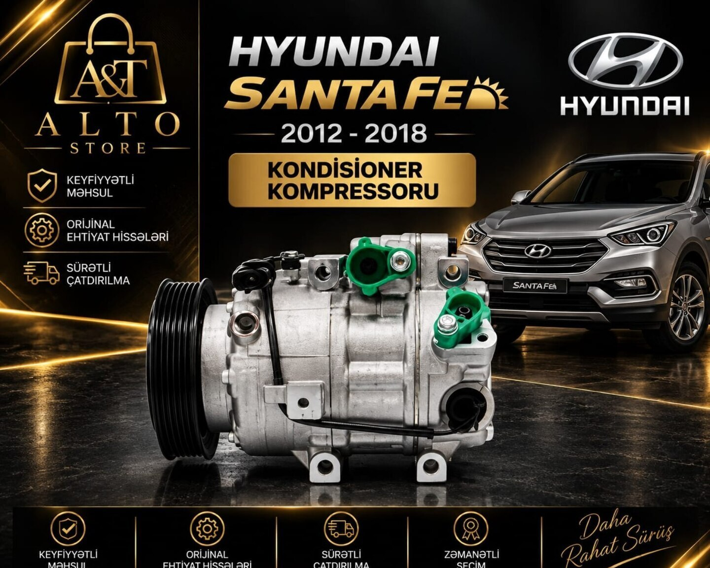 Kondisioner kompressoru Hyundai Santa Fe 2012–2018 — Bakı