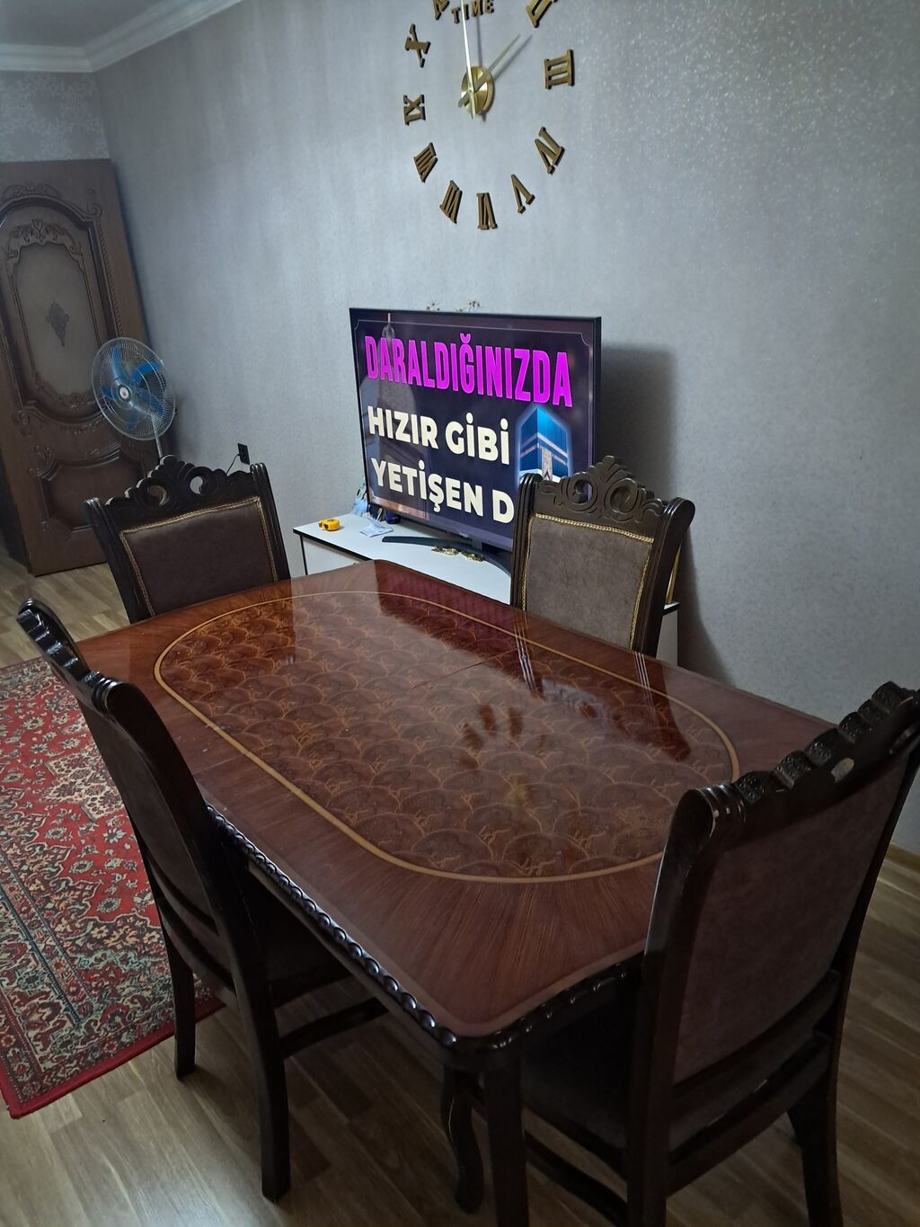Yemək masası və 4 ədəd stul dəsti - Klassik üslubda, bərk ağac — Masalar və stullar, Sumqayıt (2)