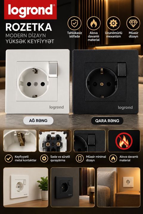 Logrond rozetka – müasir dizayn və yüksək keyfiyyət Xüsusiyyətlər — Bakı