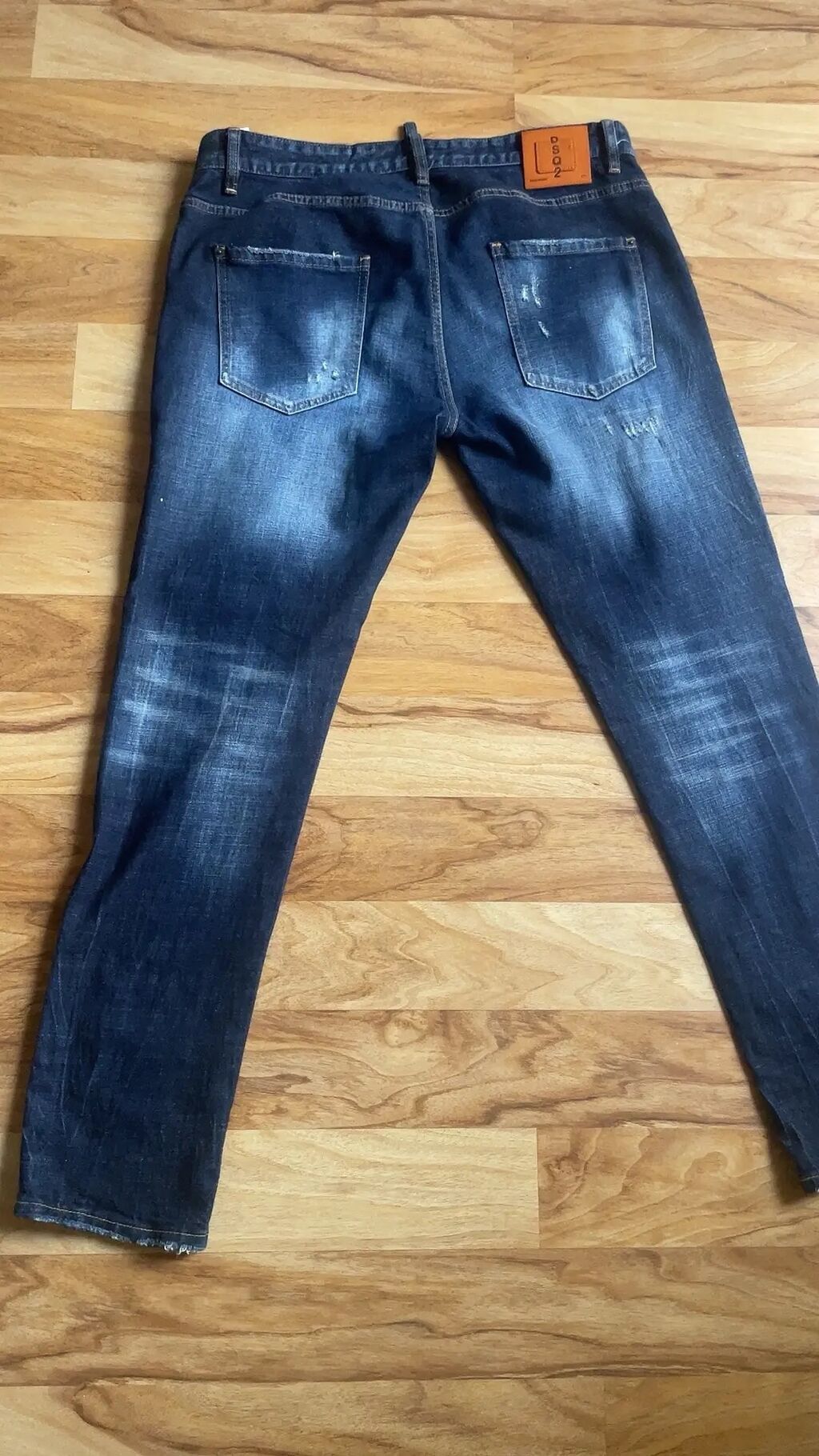 DSQUARED2 kişi cins şalvarı - Model: Tünd mavi denim, solğunlaşma və — Jins, Bakı (2)