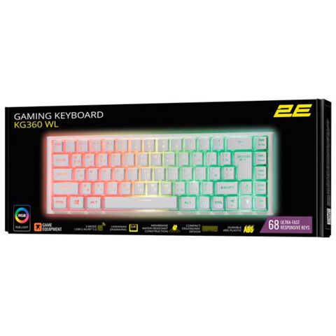 2E KG360 White RGB Wireless Gaming Keyboard — Bakı