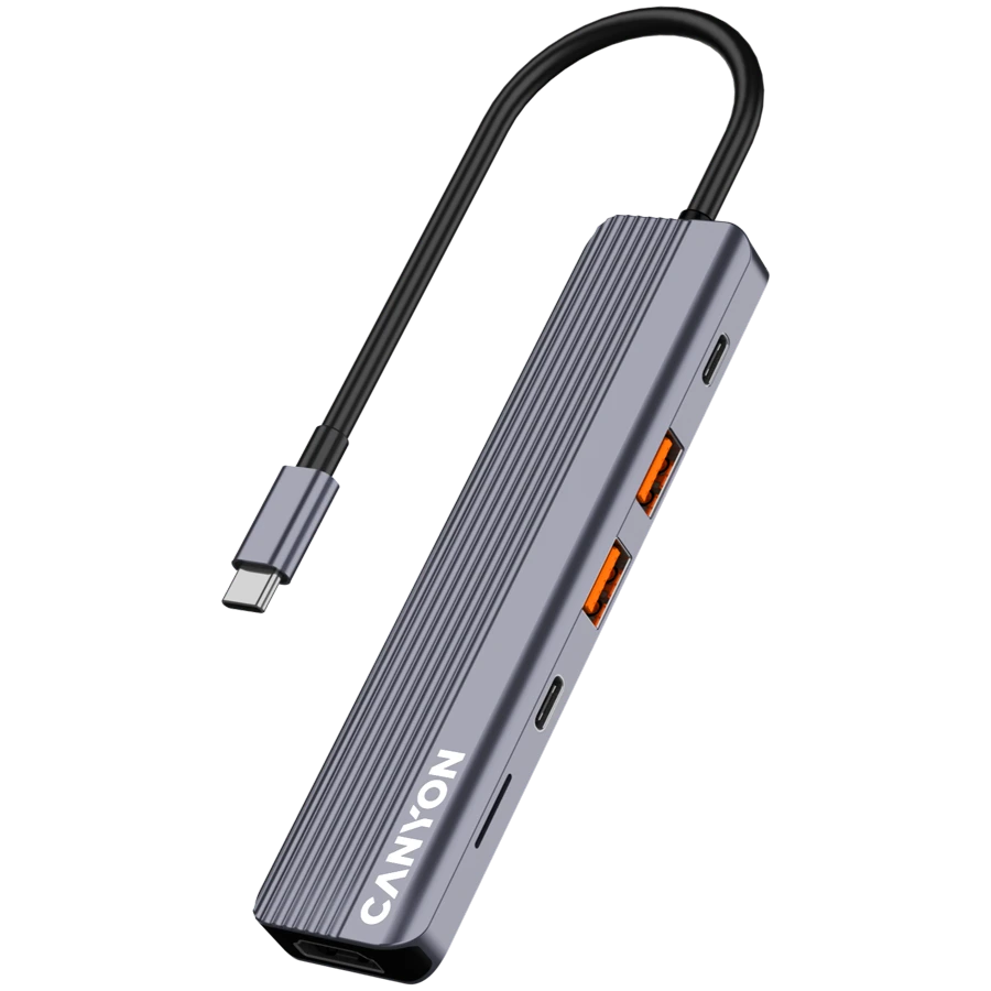 Multiport adapter Canyon 6-in-1 Usb-c, Boz — Smartfon aksesuarları, Bakı (2)