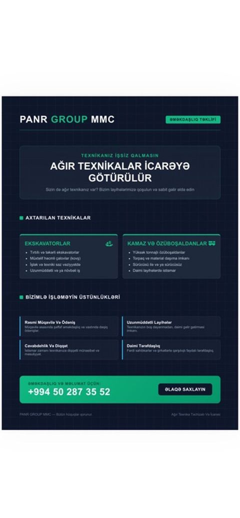 Ağır texnika icarəsi və xidmətləri – Panr Group MMC Tətbiq sahələri — Xankəndi