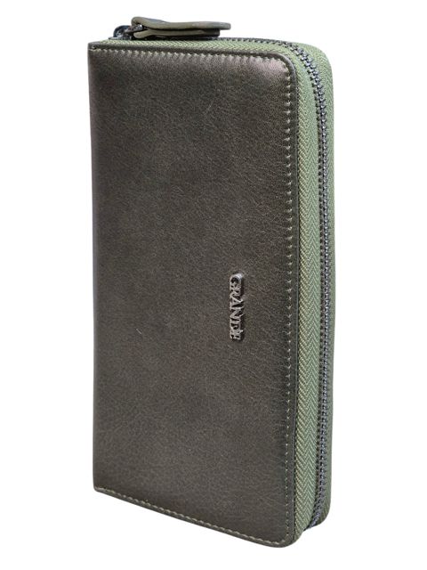 Qadınlar üçün pulqabı, təbii dəri, 19x10 sm, 12 kart bölməsi, Türkiyə istehsalı, yaşıl - Grande_2700_Green — Bakı