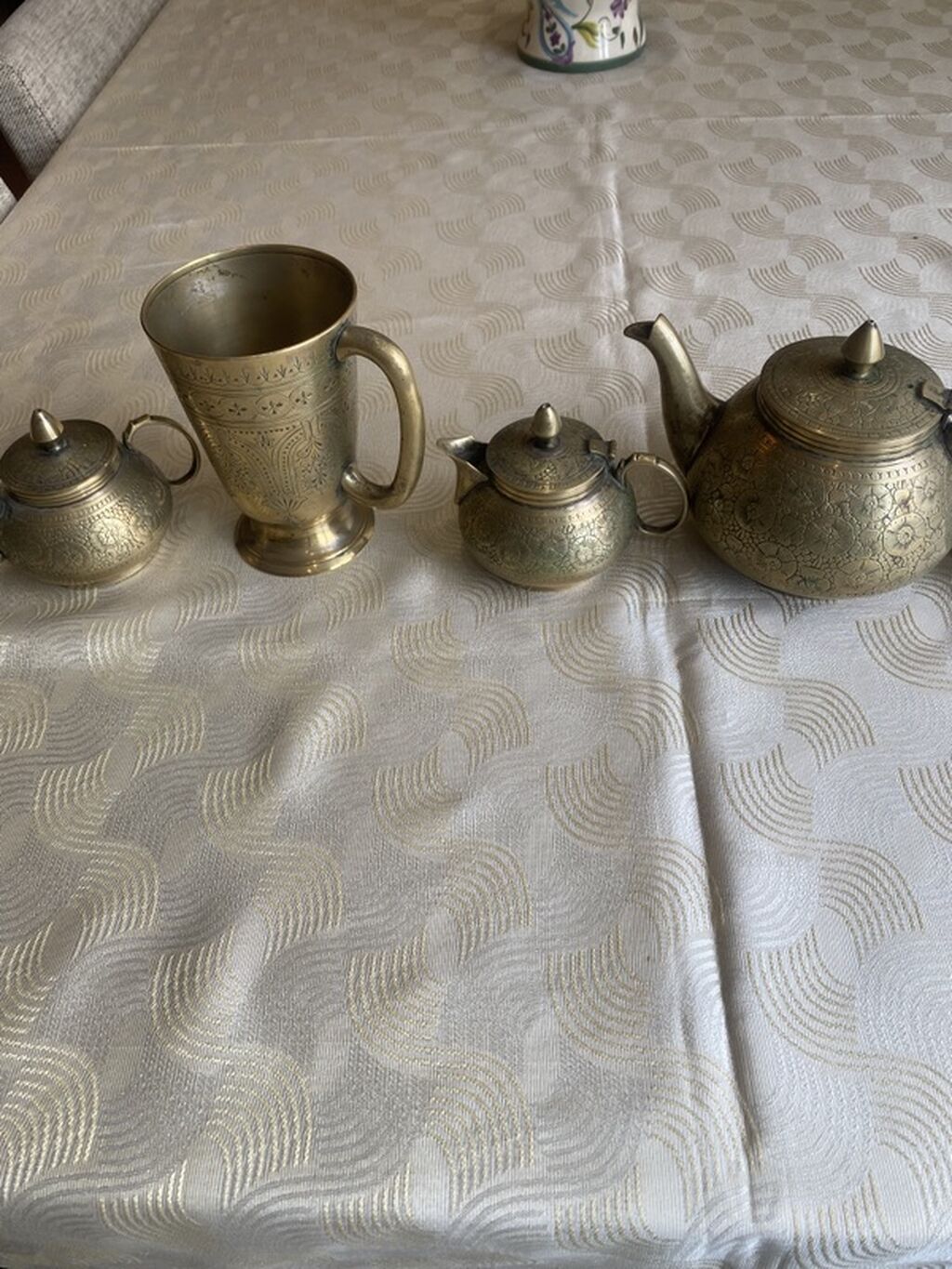 Çay dəsti, rəng - Qızılı, Metal, 4 nəfərlik — Süfrə qabı, Bakı (2)