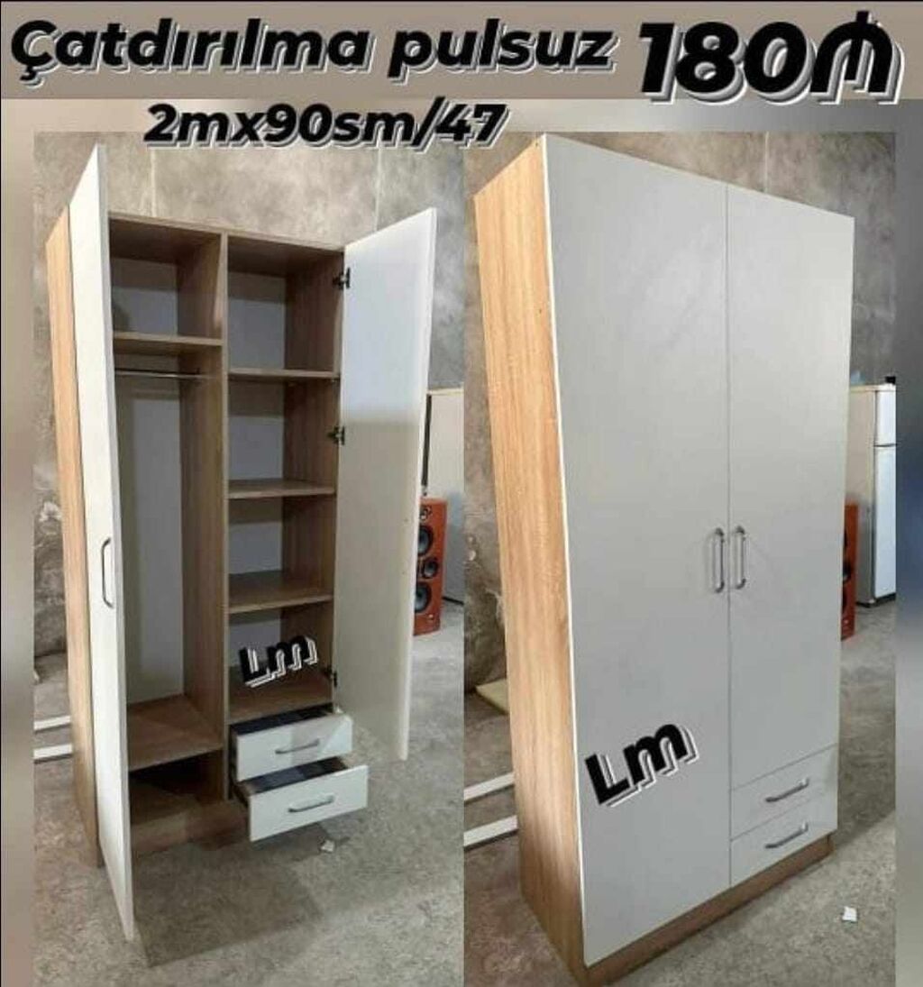 İki qapılı dolab – təmiz laminat - Ölçü: 2 x 90 x 47 sm - Material — Şkaflar, Bakı