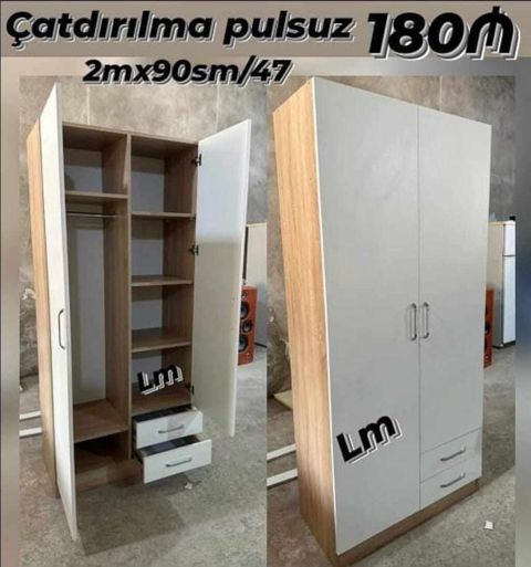 İki qapılı dolab – təmiz laminat - Ölçü: 2 x 90 x 47 sm - Material — Bakı