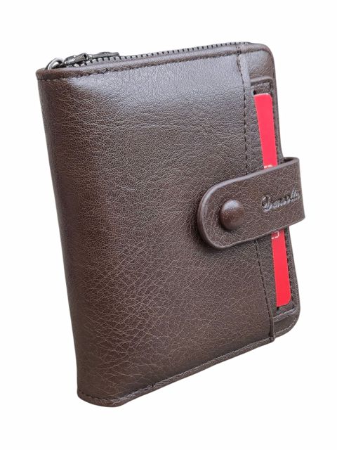Kişilər üçün pul kisəsi, poliuretan, 12×10 sm, 4 kart bölməsi, qəhvəyi, Çin istehsalı - Dunbollu_750-2_Brown — Bakı