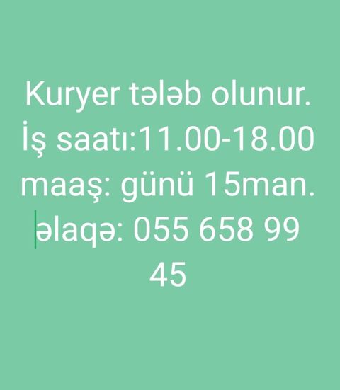 Sürücü-kuryer tələb olunur, Gündəlik ödəniş — Bakı