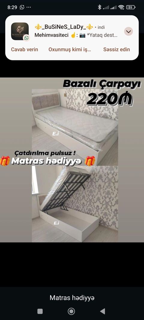 Bazalı tək çarpayı – 220₼ - Açılır-bazalı mexanizm: yuxarıdan — Bakı