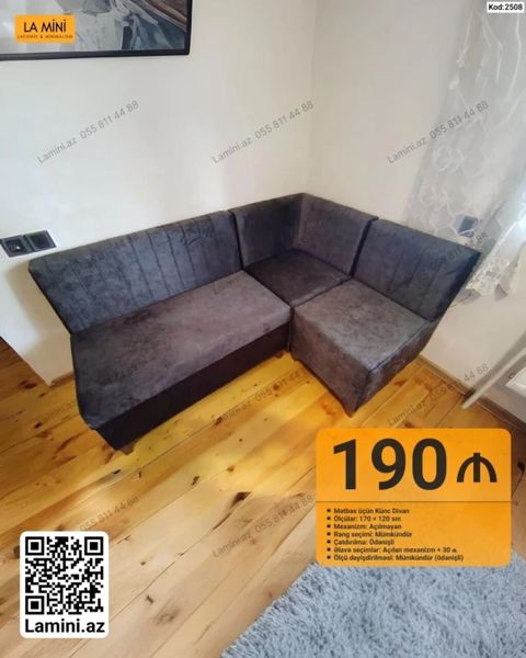 Künc divan, Mətbəx üçün, Parça, Açılmayan — Bakı