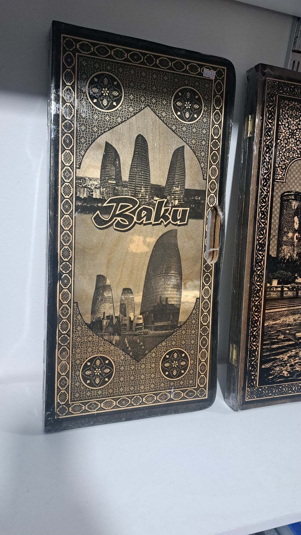 Taxta nərd dəsti – Bakı mövzulu oyma və naxışlarla - Material: təbii — Şax, şəkəh, nard, Bakı (7)