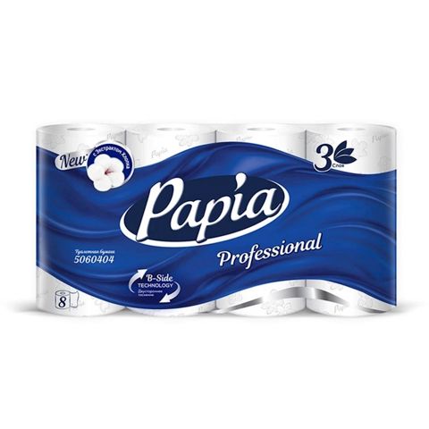 Tualet kağızı Papia Proffesional, ağ, 3 qat, 8 əd — Bakı