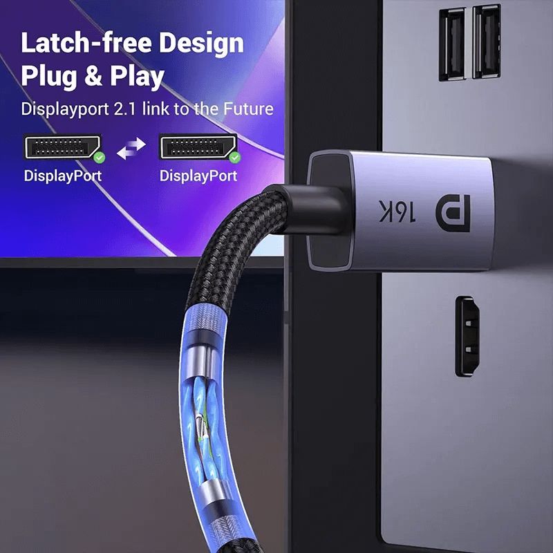 Kabel 25862 Ugreen DisplayPort 16K 2.1 Cable 3M DP118 — Kompüterlər və noutbuklar, Bakı (2)