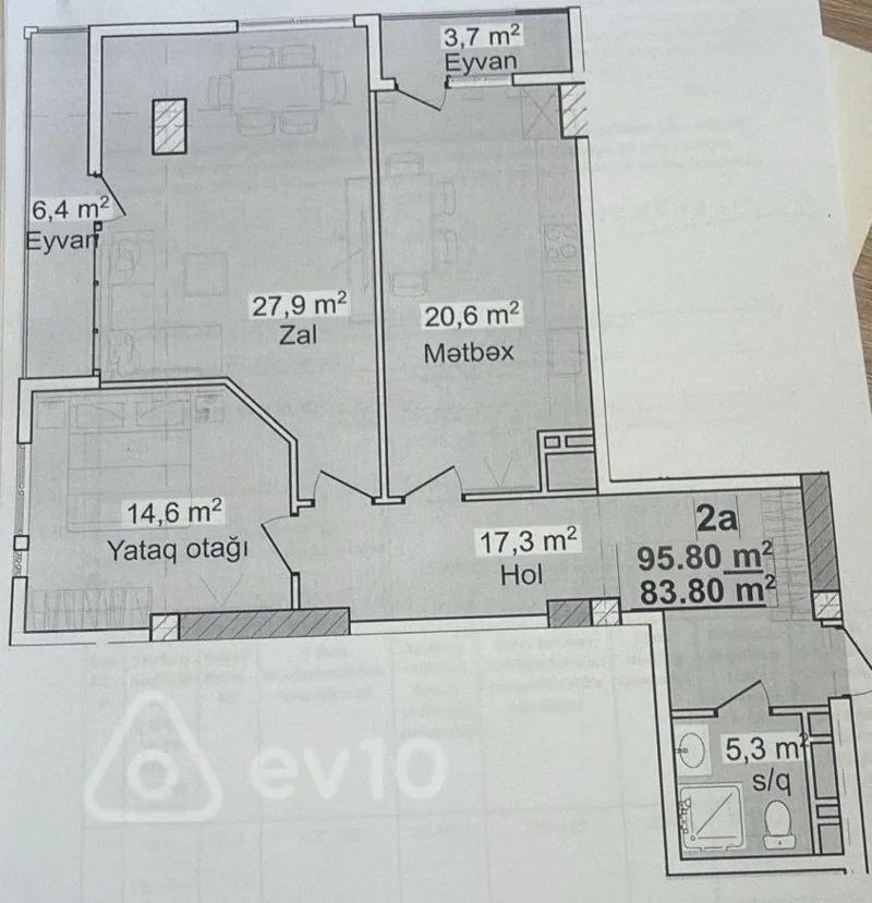 2 otaqlı mənzil, 95.8 m², Abbas Mirzə Şərifzadə Küçəsi — Mənzil, Bakı (8)